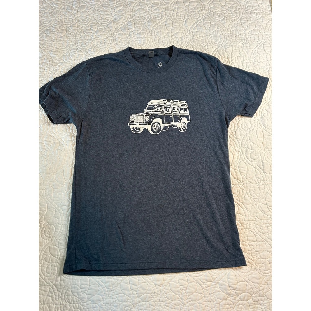 Next Level Mens Land Rover Defender Graphic T-Shirt Heather Navy Blue Size M‎